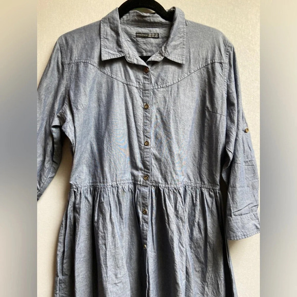 Atmosphere cotton collar shirt dress pleated skirt UK Sz 16 - Picture 4 of 12